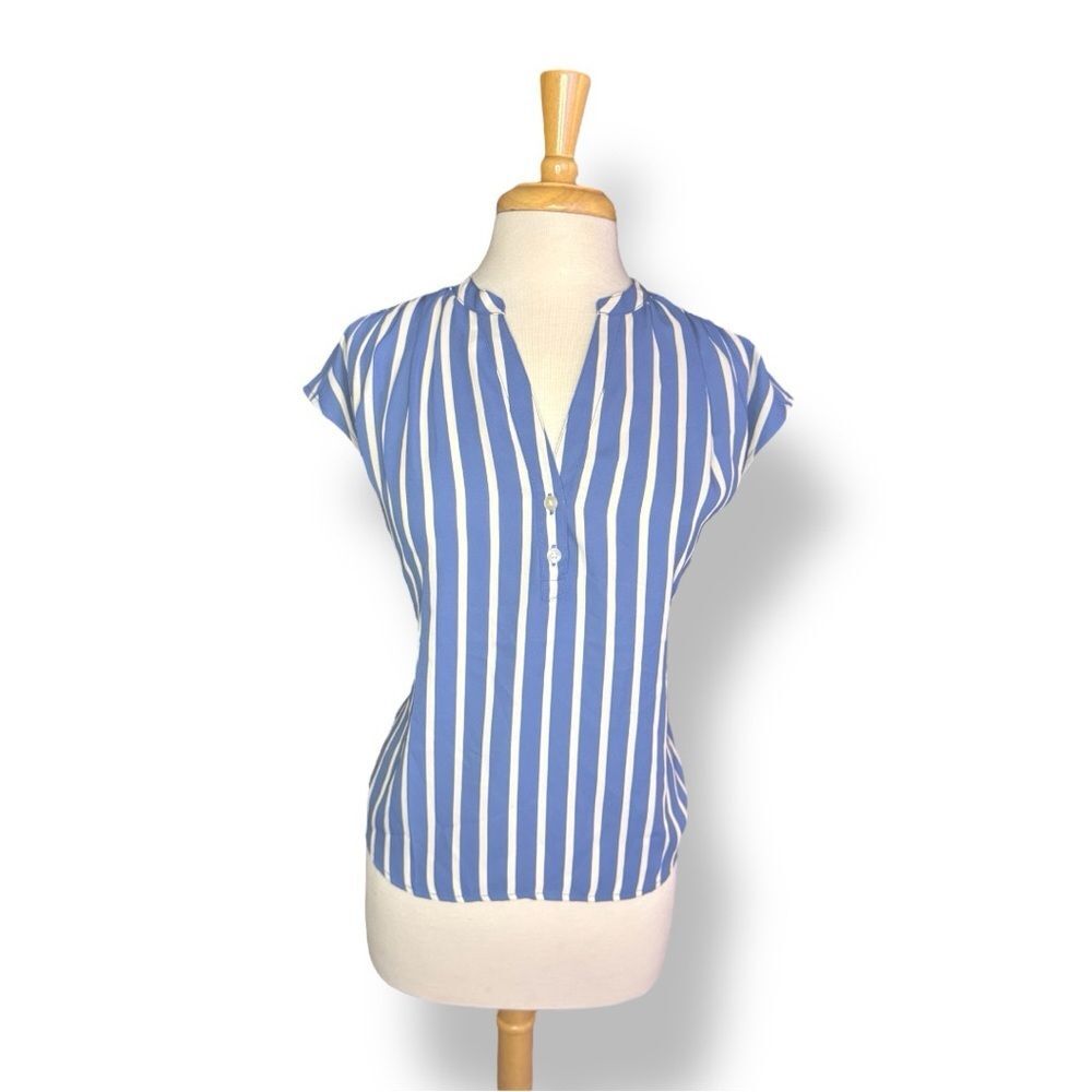 Banana Republic Blue and White Striped Blouse